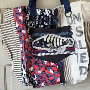 Lake life tote bag, fabric art tote bag